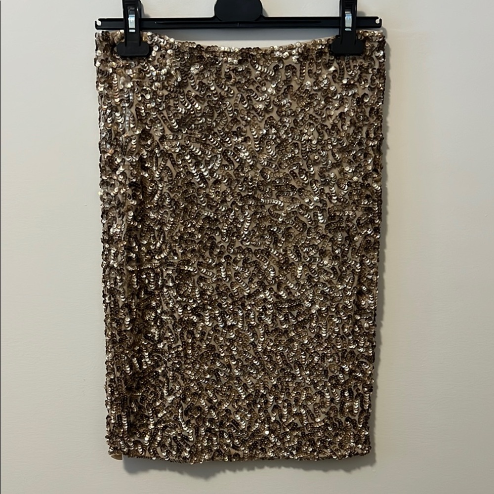 Vince Gold Sequin Pencil Skirt for Cocktail Nights